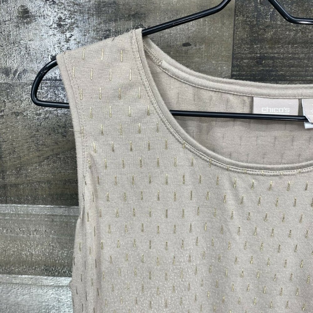 Chico's Sleeveless Tank Top Size 2/L/12 Beige Tan - Picture 2 of 3